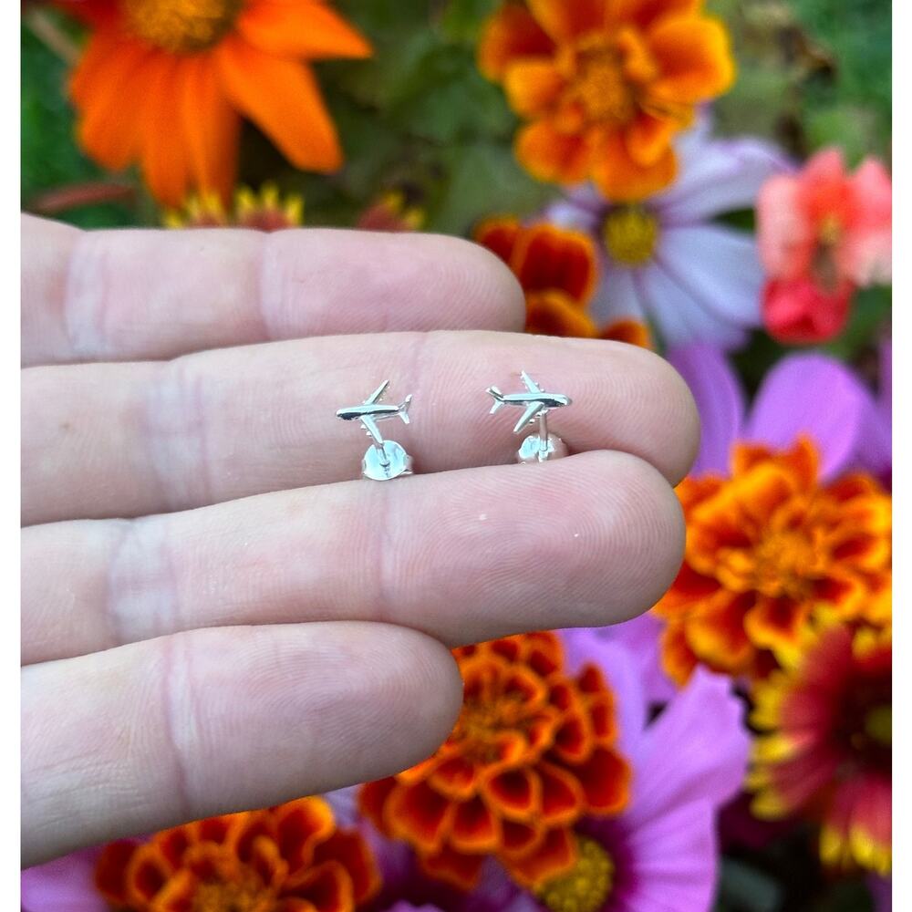 Sterling Silver Airplane Post Earrings, Sterling … - image 3